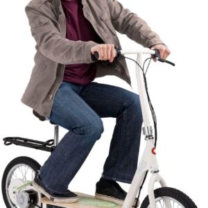 Razor EcoSmart Metro Electric Scooter for Adults - 500W High Torque Motor, Up to 18MPH, 16" Air Filled Tires, Rear Wheel Drive, Height Adjustable Seat and Detachable Luggage Basket, Bamboo Deck