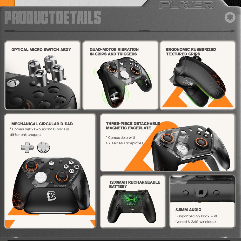 GameSir G7 Wireless Controller for Xbox & PC | Ergonomic Design, Hall Effect Joysticks, Precision Trigger, Customizable Back Buttons & RGB Lighting – Professional Gaming Controller - Image 10