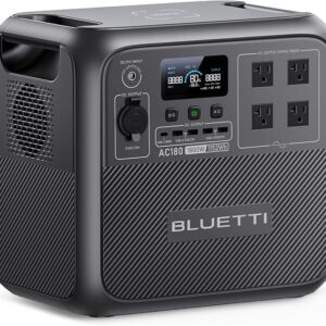 BLUETTI Portable Power Station AC180, 1152Wh LiFePO4 Battery Backup w/ 2 1800W (2700W peak) AC Outlets, 0-80% in 45Min, Solar Generator for Camping, Off-grid, Power Outage