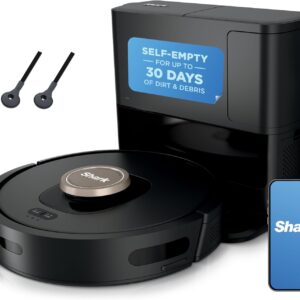 Shark AV2501AE AI Robot Vacuum with XL HEPA Self-Empty Base, Bagless, 60-Day Capacity, LIDAR Navigation, Perfect for Pet Hair, Compatible with Alexa, Wi-Fi Connected, Carpet & Hard Floor, Black