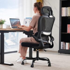 TRALT Office Chair Ergonomic Desk Chair, 330 LBS Home Mesh Office Desk Chairs with Wheels, Comfortable Gaming Chairs (1, Black)