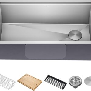 KRAUS Kore 32-Inch Undermount Workstation 16 Gauge Single Bowl Stainless Steel Kitchen Sink with Accessories